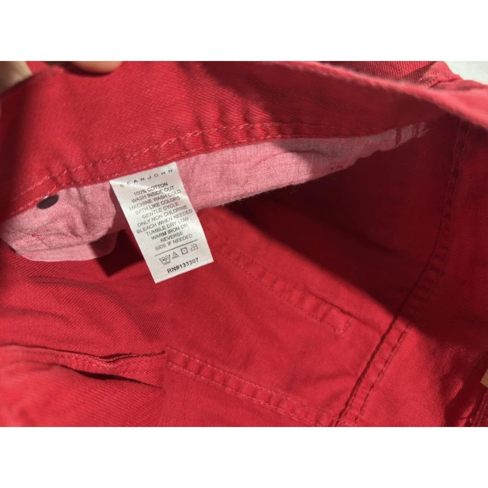 Sean John Clayton Jeans Mens 34x32 Red Slim Straight Denim Chili Pepper Casual